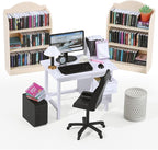 1:12 Scale Mini Desk Set with 100 Mini Books & 2 Bookshelves — Miniature by Unknown