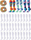 Syhood White Cotton Crew Socks for Tie dye Party Casual Soft Cushion Novelty by Syhood
