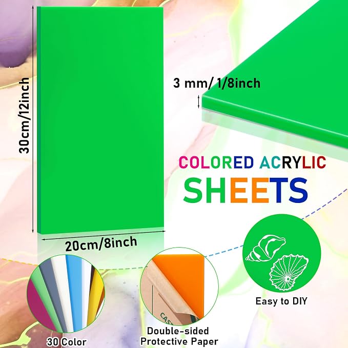 Geetery 30 Pack Colored Acrylic Sheets 1/8" Thick - Image 2