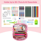 Large Pencil Case for Girls, Aesthetic Pencil Pouch for School, Wide Opening - Image 5