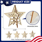 COCHIE DIY 3D 4th of July Stars Wood Crafts to Paint, Paintable Unfinished - Image 2