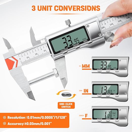 HARDELL 8" Digital Caliper, All-Metal Electronic Micrometer - Image 3