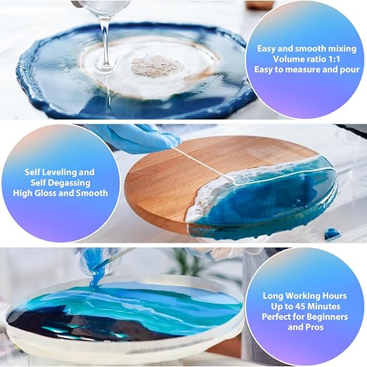 Pnente Crystal Clear Epoxy Resin Kit, 32oz Professional Self-Leveling No-Bubble - Image 8