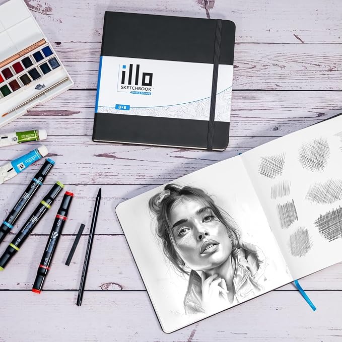 illo Sketchbook 8’’ x 8’’ Square Hardcover Sketch Book, Heavyweight Paper - Image 6