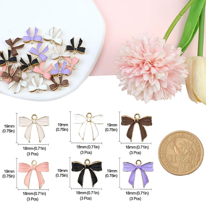 Bow Charms for Bracelet Jewelry Making Cute Bracelet Charms | 18Pcs, Bow Charms - Image 7