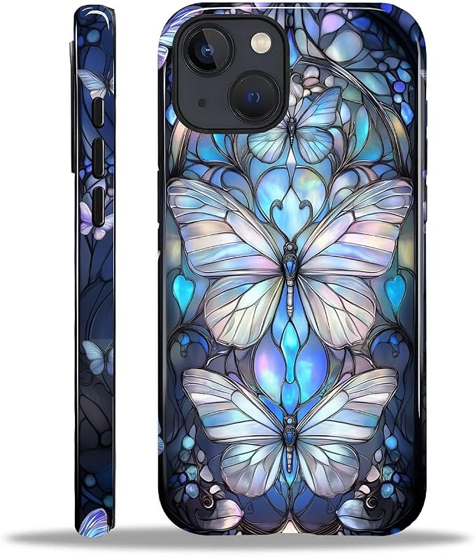 ZHEGAILIAN Case for iPhone 15 Plus, Stained Glass Butterfly Aesthetic Durable by Home
