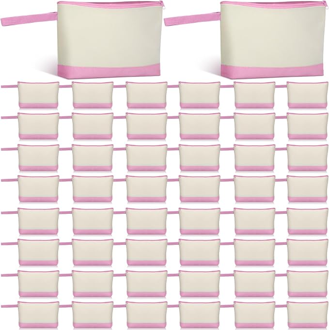 Silkfly 48 Pcs Cotton Canvas Makeup Bags Cosmetic Zipper Bags 10.2 x 5.5 x 2'' by Silkfly