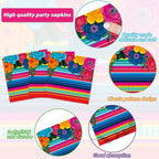 200pcs Mexican Fiesta Plates Napkins Floral Paper Tableware Set Fifth of May - Image 3