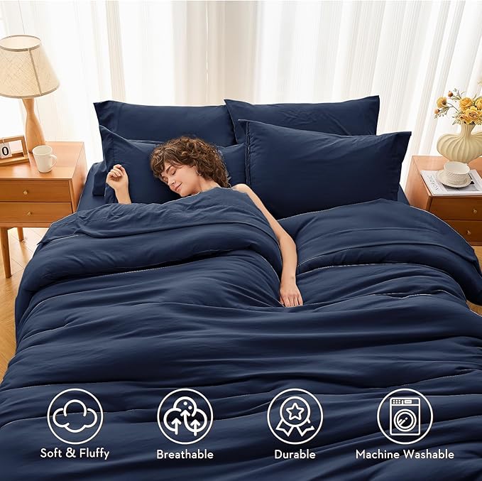 MUXHOMO 5 Pieces Twin XL Comforter Set, Soft Bed in a Bag Twin XL Size - Image 2