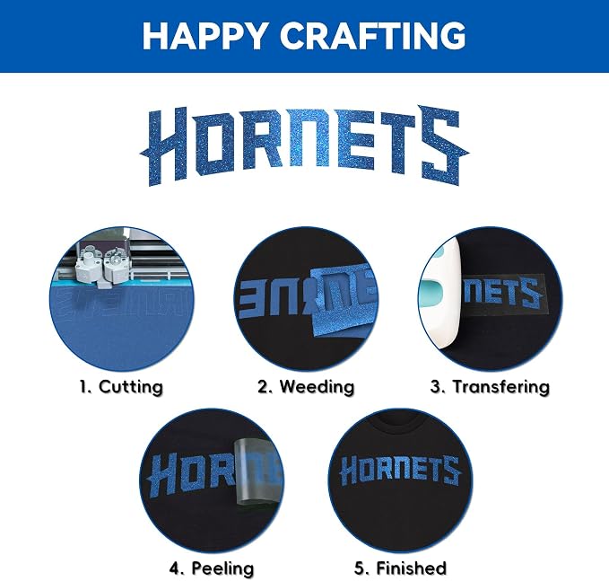 Aoder Blue Glitter Heat Transfer Vinyl - Image 5
