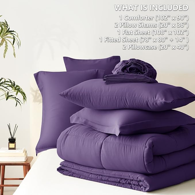 CozyLux King Size Comforter Set Purple - Image 7
