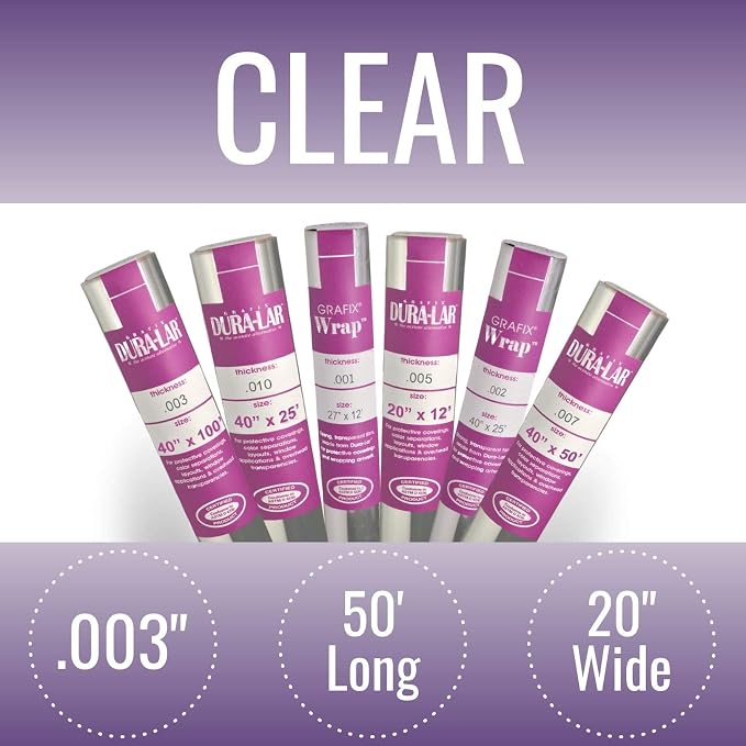 Grafix Dura-Lar 0.003" Film, Ultra Clear, Glossy 20" x50', Mylar/Acetate - Image 2