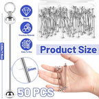 50 PCS Blank Beadable Keychain Bars, Metal DIY Bead Keychain Key Chain Making - Image 2