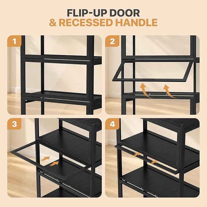 Magshion Display Cabinet with Flip-Up Doors, Balck | Full 4-Side Clear Acrylic - Image 5