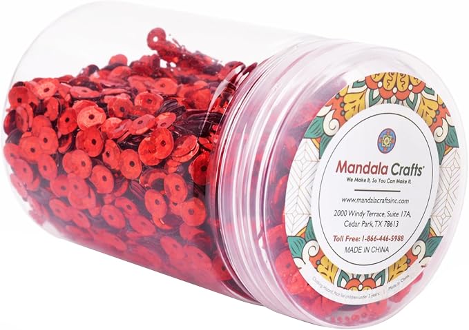 Mandala Crafts 6mm Cup Round Holographic Red Sequins - Image 4