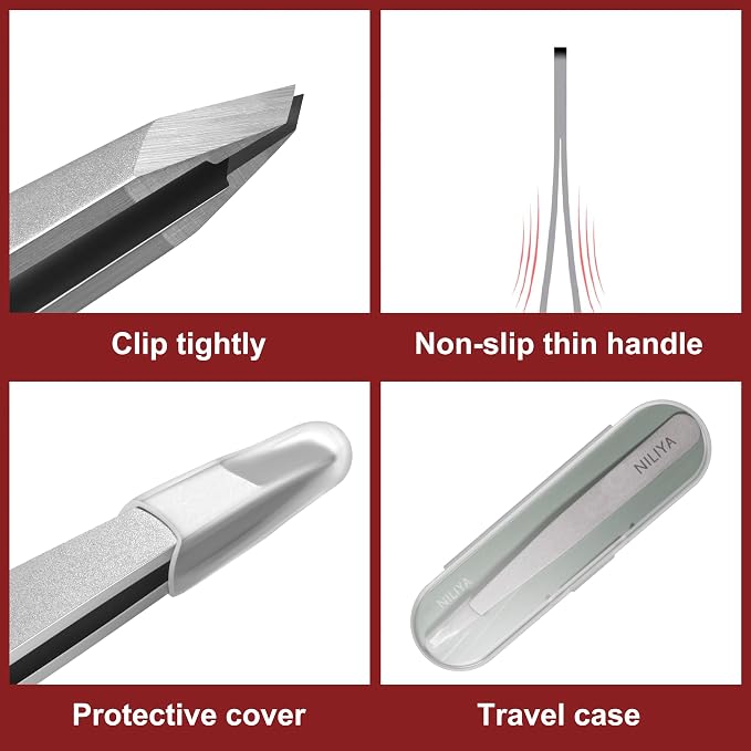 Tweezers for Women Facial Hair, Precision Slant Eyebrow Tweezers, Sharp Plucker - Image 4
