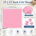 12" x 12" Felt Sheets for Crafts, 2mm Stiff Felt Fabric, Light Pink - Image 3