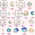 SUNNYCLUE 1 Box 56Pcs 18 Styles Rabbit Charm Flower Charms Bulk Metal Enamel - Image 2