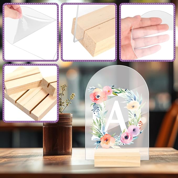 Bercoor 5 Pack 4x6 Inch Blank Clear Arch Acrylic Sign - Image 3