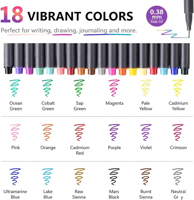 iBayam Journal Planner Fineliner Pens Fine Point 0.38mm, Cute School office | - Image 2