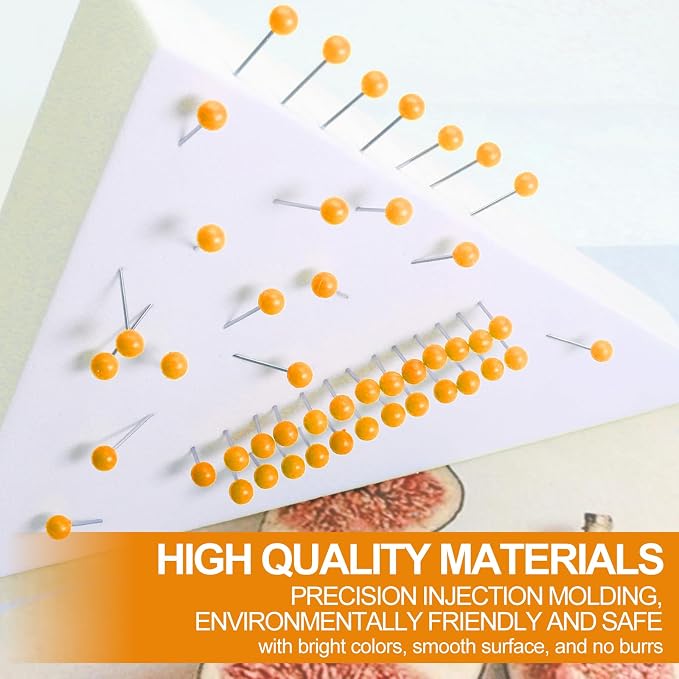 Orange Map Pins, 1/8 Inch, Round Ball Head | Map Tacks, Push Pins - Image 3