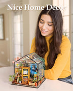 Rowood Miniature House Kit, Mother's Day DIY Miniature Greenhouse Dollhouse Kits - Image 5