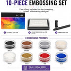 Embossing Kit, Embossing Ink Pad, 8X 10ml Embossing Powders - Image 3