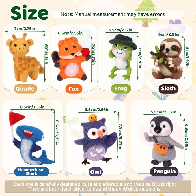 OEHPICC Needle Felting Starter Kit, 7 Cute Buddy Wool Felting Kit, Animal Felt - Image 3