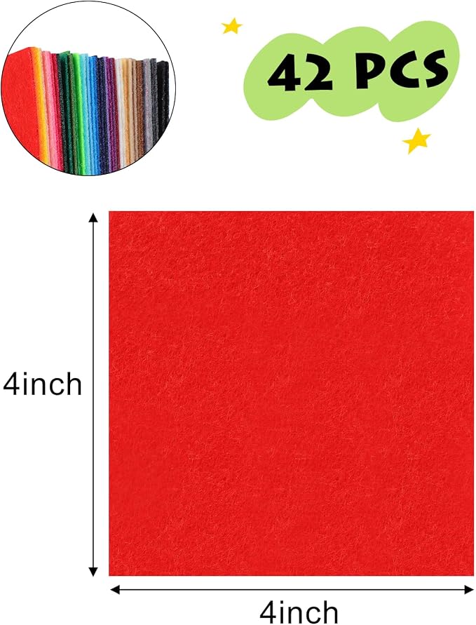 42 Pcs Stiff Felt Fabric Squares 4x4 Inch - Image 2