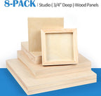 Falling in Art Unfinished Birch Wood Canvas Panels Kit, 8 Pack of 4 Sizes - Image 7