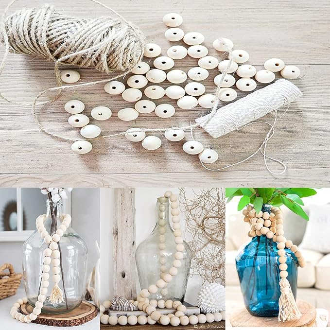 700pcs Wooden Beads for Craft 6 Size Loose Wooden Bead Set Round Unfinished - Image 5