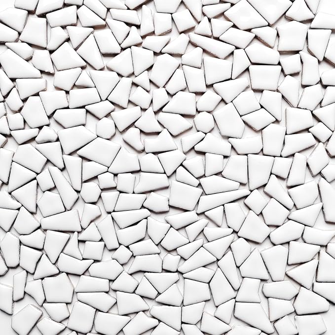 1.1 LB White Irregular Ceramic Mosaic Tiles by AONUOAO