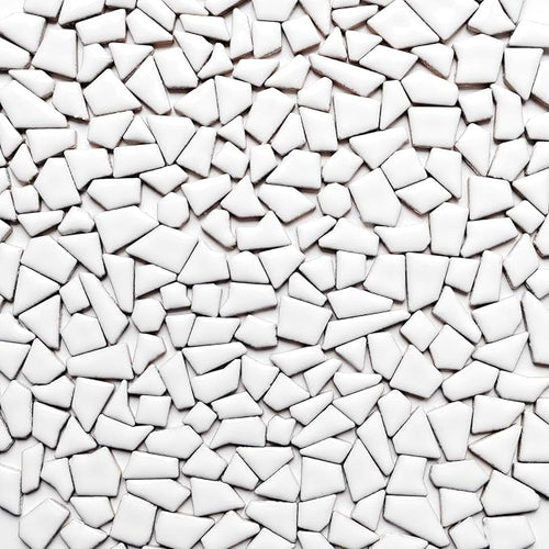 1.1 LB White Irregular Ceramic Mosaic Tiles by AONUOAO