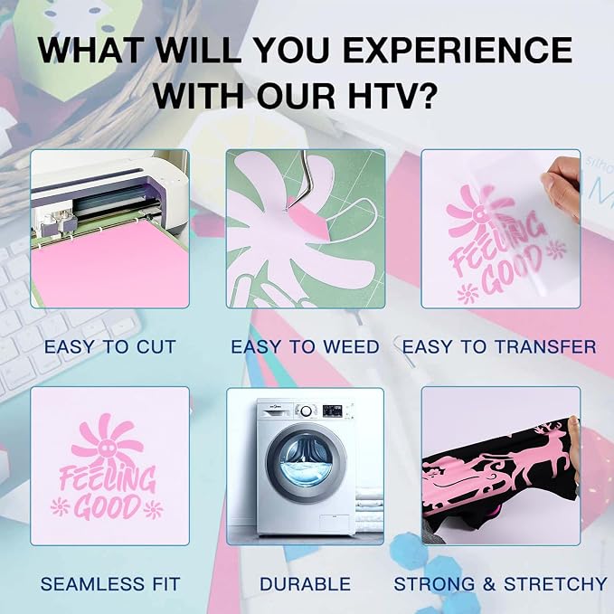 HTVRONT Pink Heat Transfer Vinyl Rolls - Image 3