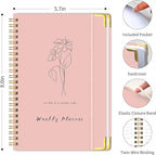 Undated Weekly Planner with Metal Corner Hardcover Notebook, A5 Size Journal - Image 2