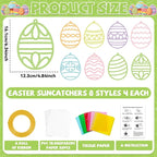 32 Sets Easter Egg Suncatchers Craft Kit DIY Window Stained Glass Effect Easter - Image 2
