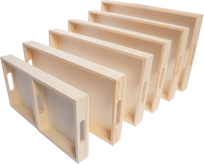 Wooden Nested Serving Trays, Unfinished Rectangle Trays - Image 5