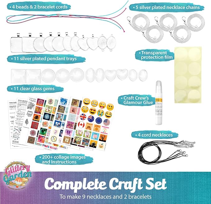 Glittery Garden Girls Jewelry Making Kit. Necklace & Bracelet Crafting Set | - Image 2