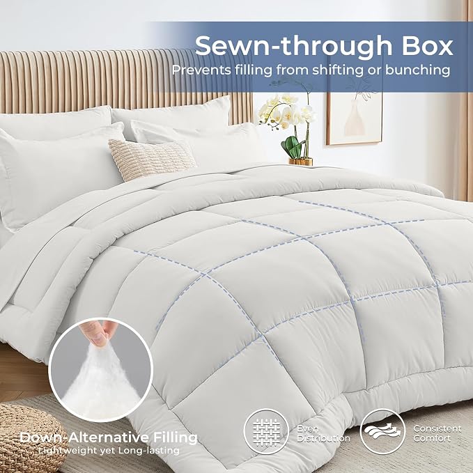 Sasttie Oversized Queen Comforter Set, 7 Pieces Reversible Bed in a Bag - Image 3