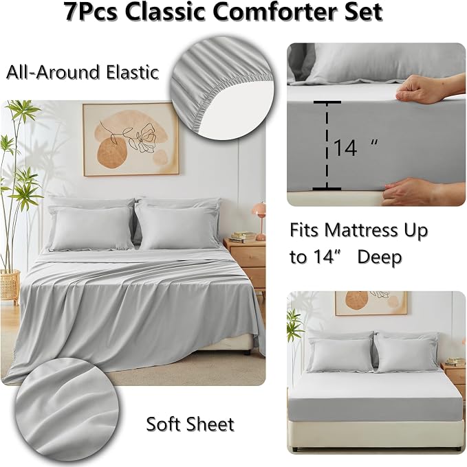 CozyLux Full Size Comforter Sets Light Grey - Image 5