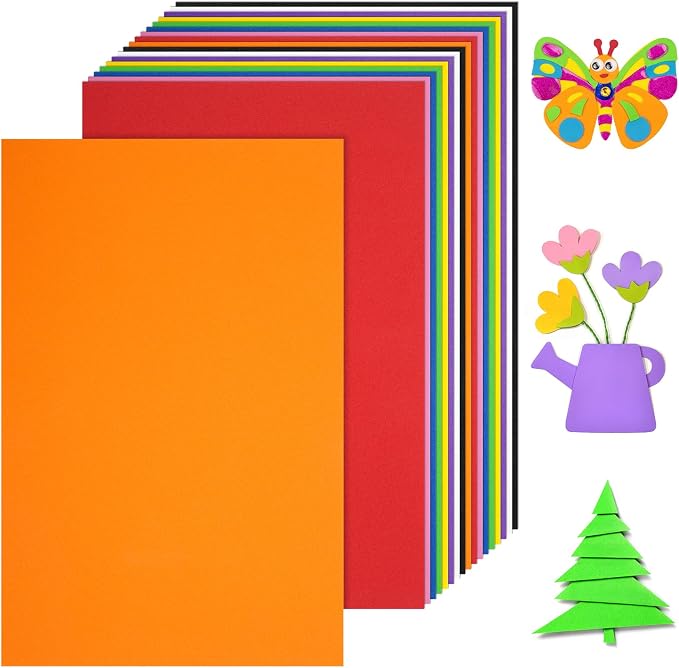 18 Sheets EVA Foam Sheets, 9 Colors 5.5 x 8.5 Inch 2mm Craft Foam | 9 Vibrant by Opvixi