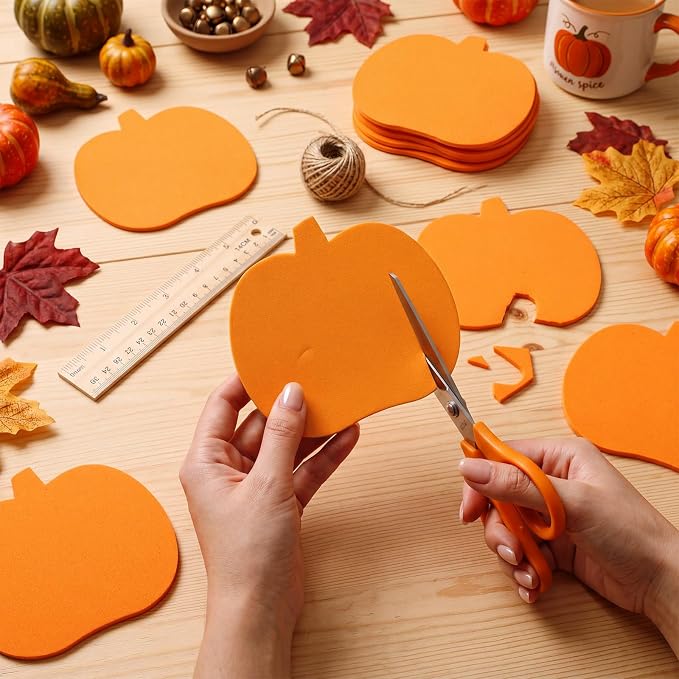 Ireer 48 Pcs Large Foam Pumpkin Cutouts 6 Inch Halloween Crafts Cutouts Fall - Image 3