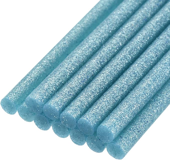 uxcell Mini Hot Glue Sticks for Glue Gun 7mm x 200mm Glitter Sky Blue 12pcs by uxcell