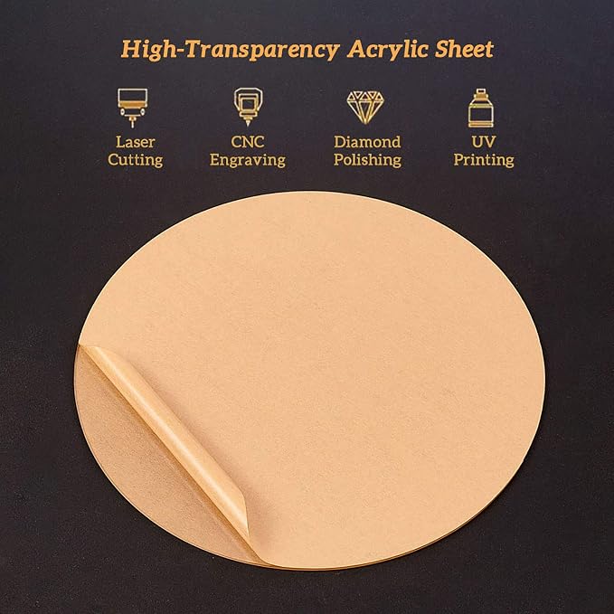 BENECREAT 12 Inch Clear Acrylic Sheet Round Circle Dis Acrylic Sheet - Image 3