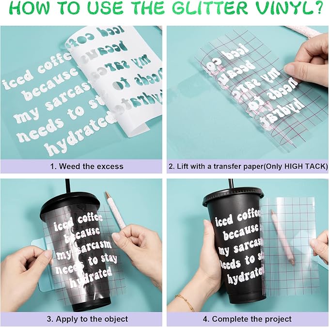 VINYL FROG Shimmer Adhesive Vinyl 12"x60" White Glitter Craft Permanent Vinyl - Image 3