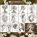 12pcs Tree of Life Stencils for Painting Woman Drawing Stencils for Crafts by Unknown