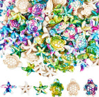 SUNNYCLUE 120PCS 2 Styles Turquoise Turtle Starfish Beads Summer Beads Hawaii by SUNNYCLUE