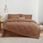 Love's cabin Full Comforter Set Mocha Mousse, 7 Pieces Full Bed in a Bag - Image 2