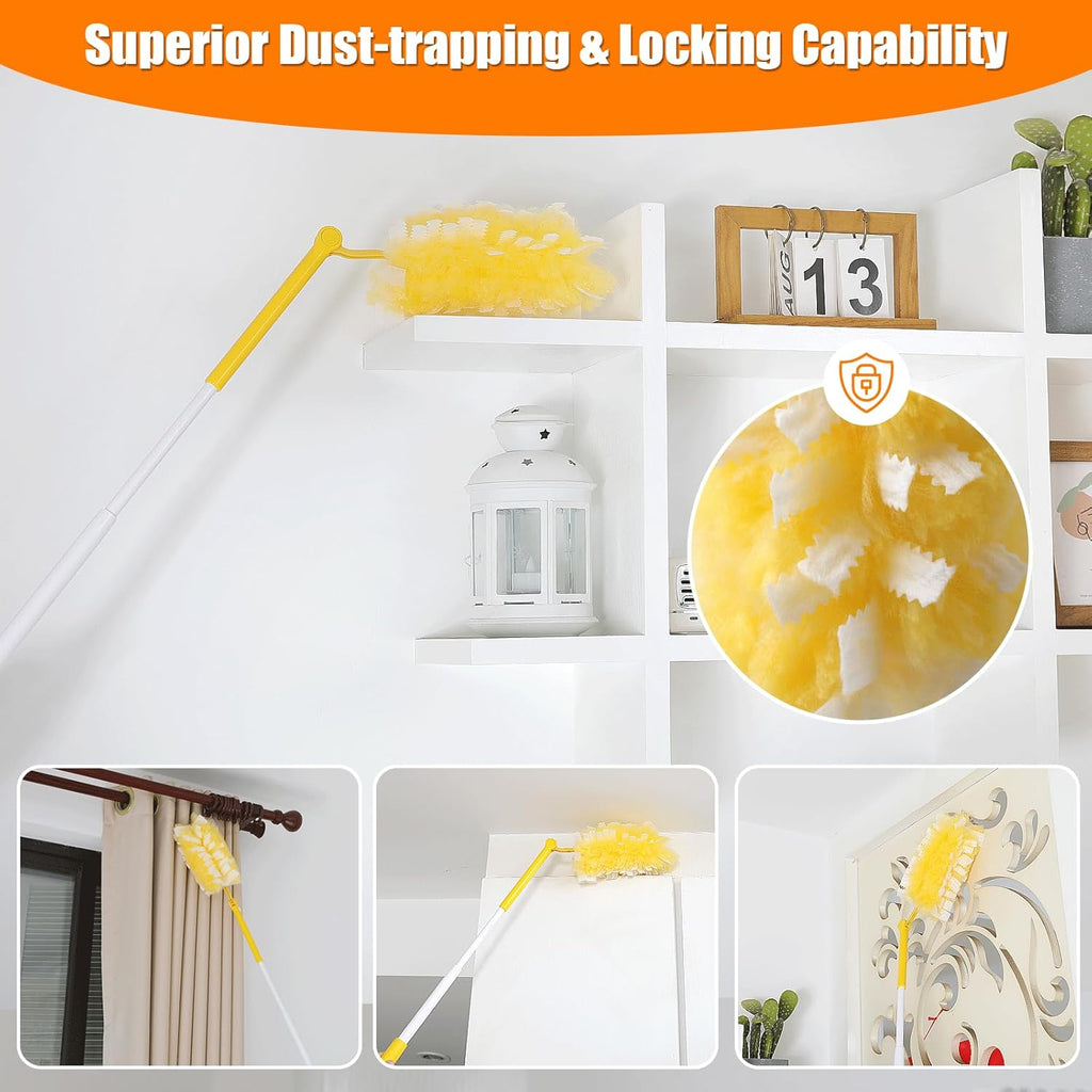 40 Count 360° Heavy Duty Duster Refills Compatible with Swiffer,Large Size-Extra Thick Disposable Electrostatic Feather Duster Refill with 1 Retractable Handle(35-inch Length Fully expanded)