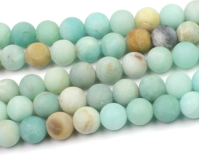 MJDCB Natural Matte Amazonite Round Loose Beads - Image 4